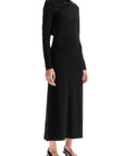 Toteme - Long Draped Dress With Wide Neckline In Black, Long Sleeve, Slim Fit To Ankle