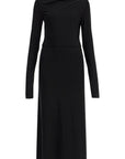 Toteme - Long Draped Dress With Wide Neckline In Black, Long Sleeve, Slim Fit To Ankle