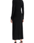 Toteme - Long Draped Dress With Wide Neckline In Black, Long Sleeve, Slim Fit To Ankle