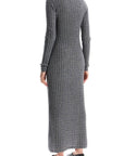 Toteme - Long Dress In Rws Wool Gray Mélange With Cable Knit Pattern