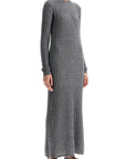 Toteme - Long Dress In Rws Wool Gray Mélange With Cable Knit Pattern