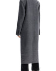 Toteme - Long Oversized Coat In Melange Grey Wool