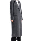 Toteme - Long Oversized Coat In Melange Grey Wool