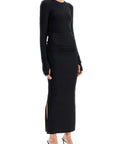 Ganni - Long Ribbed Jersey Dress With Nine Words