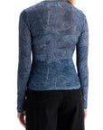 Ganni - Long-Sleeved Denim Effect Top For