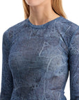 Ganni - Long-Sleeved Denim Effect Top For