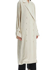 Toteme - Long White Satin Trench Dress In Viscose