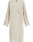 Toteme - Long White Satin Trench Dress In Viscose