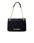 Love Moschino Logo Plaque Quilted Shoulder Bag Black - Princess Attitude