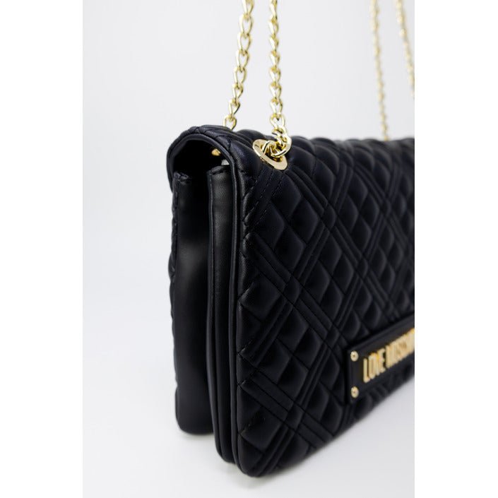 Love Moschino Logo Plaque Quilted Shoulder Bag Black - Princess Attitude