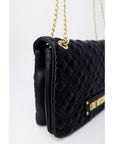 Love Moschino Logo Plaque Quilted Shoulder Bag Black - Princess Attitude