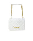 Love Moschino Logo Plaque Quilted Shoulder Bag White - Princess Attitude