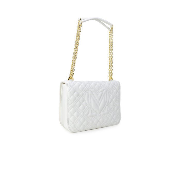 Love Moschino Logo Plaque Quilted Shoulder Bag White - Princess Attitude