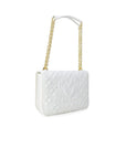 Love Moschino Logo Plaque Quilted Shoulder Bag White - Princess Attitude