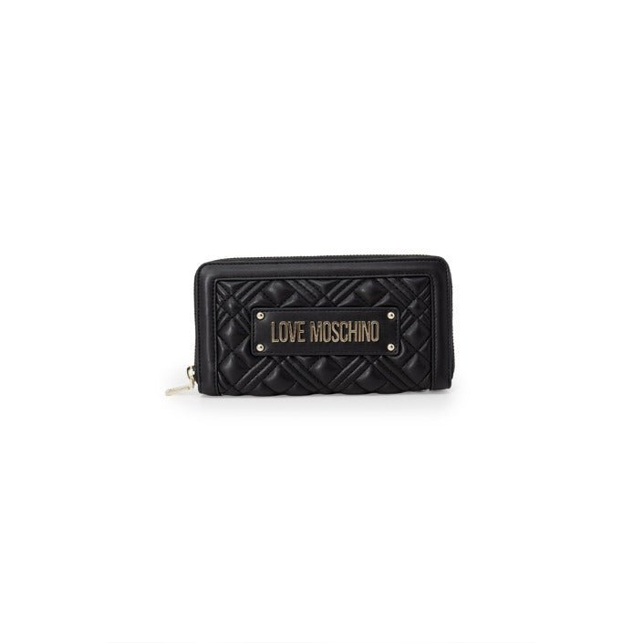 Love Moschino Logo Plaque Zip Around Wallet Black - Princess Attitude