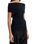 Toteme - Off-Shoulder Double-Knit Top In Black Viscose