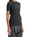 Toteme - Organic Cotton Ribbed Sweater In Charcoal Melange With Wide Neckline