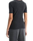 Toteme - Organic Cotton Ribbed Sweater In Charcoal Melange With Wide Neckline