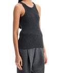 Toteme - Organic Cotton Ribbed Tank Top Charcoal Melange With Wide Straps