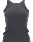 Toteme - Organic Cotton Ribbed Tank Top Charcoal Melange With Wide Straps