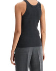 Toteme - Organic Cotton Ribbed Tank Top Charcoal Melange With Wide Straps