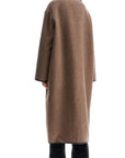 Toteme - Oversized Brown Wool Long Coat With Minimalist Double Clasp