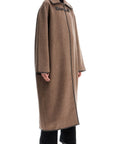 Toteme - Oversized Brown Wool Long Coat With Minimalist Double Clasp