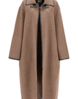 Toteme - Oversized Brown Wool Long Coat With Minimalist Double Clasp