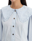 Ganni - Poplin Shirt With Oversized Collar