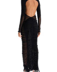 Mugler - Ruffled Maxi Dress In Mesh Fabric