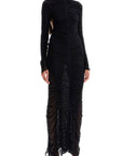 Mugler - Ruffled Maxi Dress In Mesh Fabric