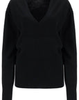 Toteme - Rws Wool Black Sweater With Deep V-Neck