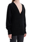 Toteme - Rws Wool Black Sweater With Deep V-Neck