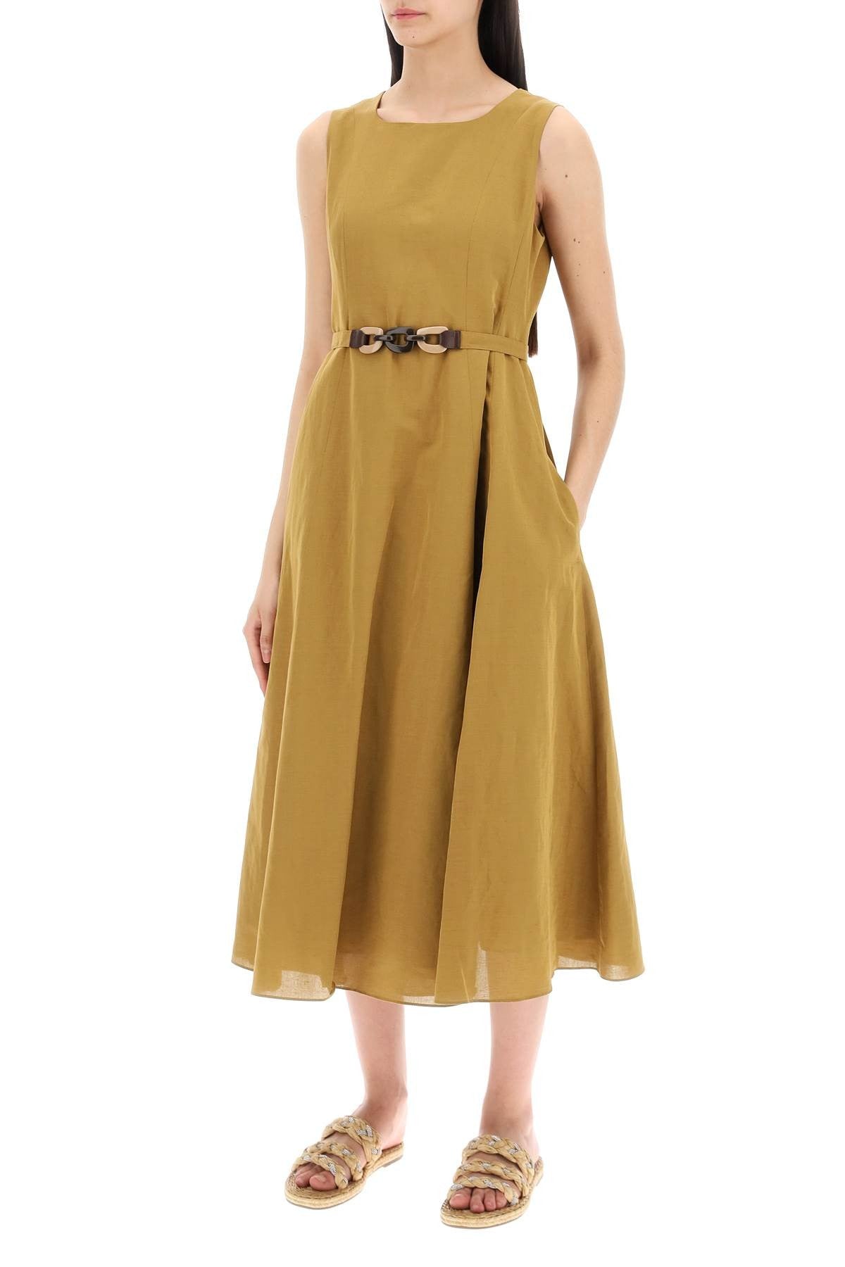 'S Max Mara - Amelie Midi Dress In Cotton And Linen - Princess Attitude