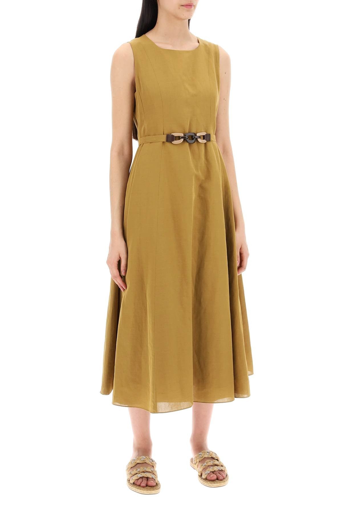 'S Max Mara - Amelie Midi Dress In Cotton And Linen - Princess Attitude