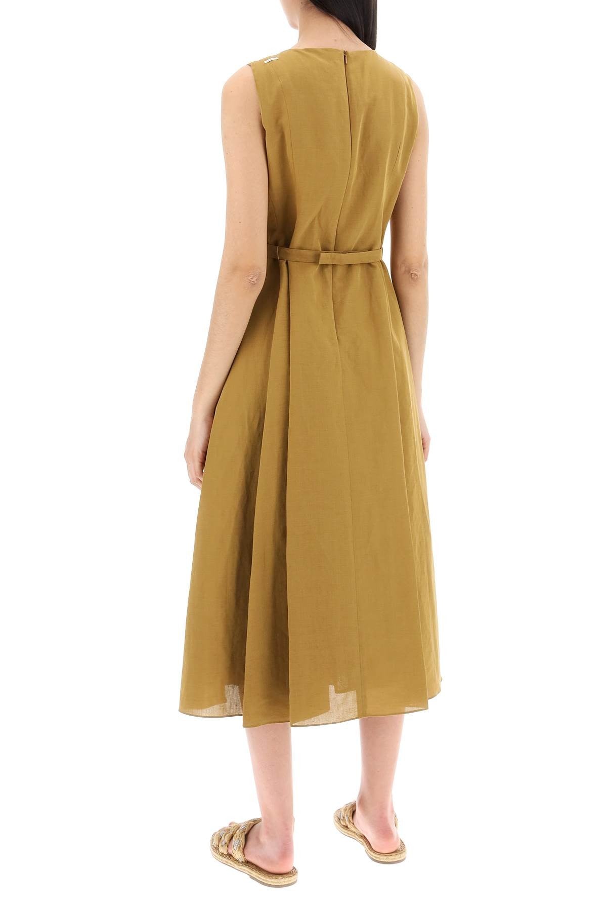 'S Max Mara - Amelie Midi Dress In Cotton And Linen - Princess Attitude