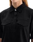 Ganni - Short-Sleeved Twill Blouse For