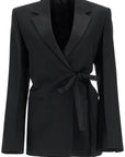 Toteme - Single-Breasted Blazer With Belt Black Loose Fit