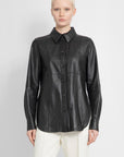 Toteme - Slim Leather Shirt Biscuit