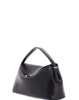 Toteme - T-Lock Black Leather Bag With Rigid Handle And Adjustable Shoulder Strap