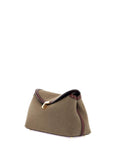 Toteme - T-Lock Clutch In Khaki Canvas With Leather Details And Gold Closure