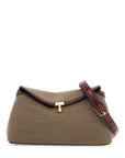 Toteme - T-Lock Clutch In Khaki Canvas With Leather Details And Gold Closure