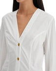 Ganni - V-Neck Shirt With Collar