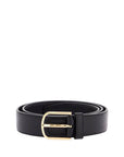 Toteme - Wide Black Calf Leather Belt With Gold Buckle For Pants