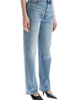 Toteme - Wide Leg Organic Cotton Jeans In Worn Blue With Twisted Seams